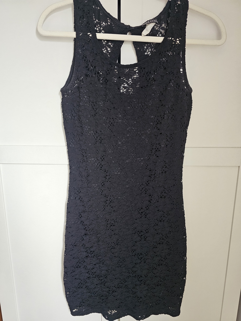 Vintage Y2K Wet Seal Black Lace Cutout Bodycon Mini Dress - Size S